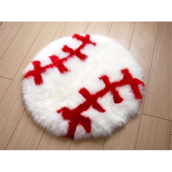 Propiedades Fun Rugs Baseball Hand Crafted White-Red Round 2.5x2.5 Sheepskin - PR3498959