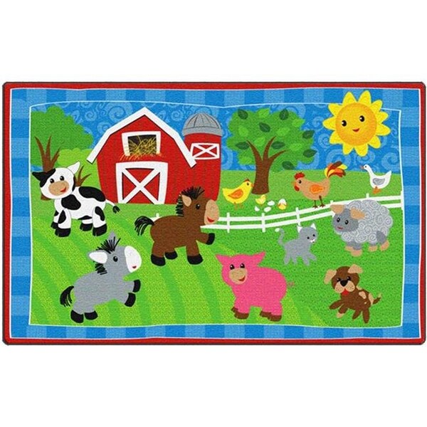 Flagship Carpets Flagship Carpets CE417-12W Rectangle Cutie Barnyard Carpet; 3 ft. x 5 ft. - CE417-12W
