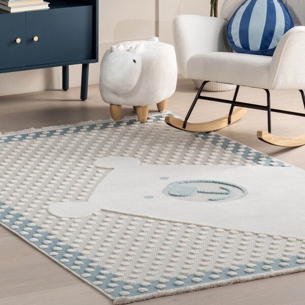 Nuloom Cecelia Polar Bear Kids Fringe Area Rug 5ft x 8ft - EPSD07B-508