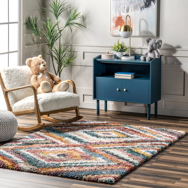 Nuloom Toni Colorful Geometric Kids Shag Area Rug 5ft x 7ft 6in - OZCD03A-508
