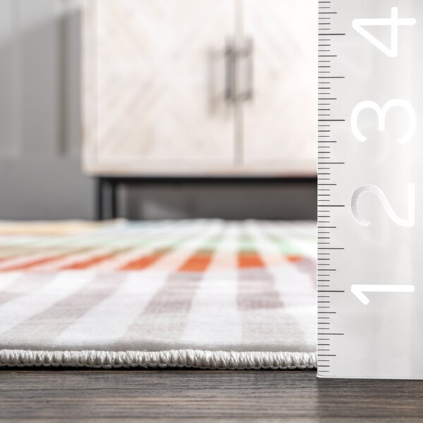 Nuloom Erikka Abstract Striped Kids Machine Washable Area Rug 8ft x 10ft - BICL08A-8010