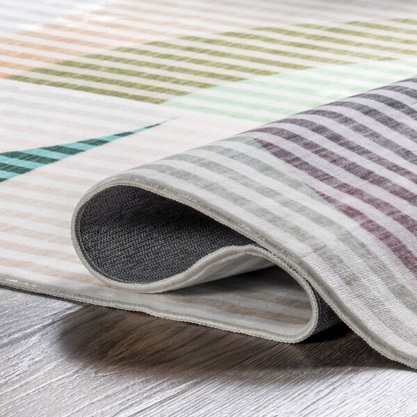 Nuloom Erikka Abstract Striped Kids Machine Washable Area Rug 8ft x 10ft - BICL08A-8010