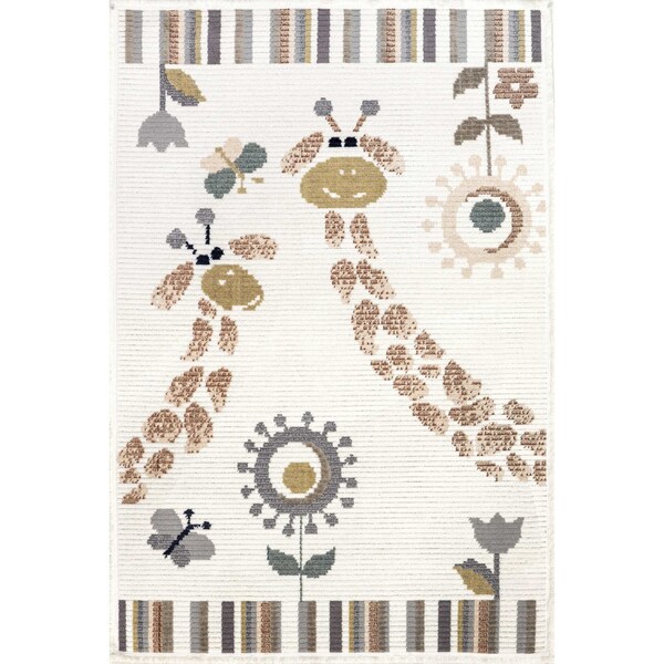 Nuloom Avianna Giraffe Kids Fringe Area Rug 5ft x 7ft 6in - KKPL08A-508