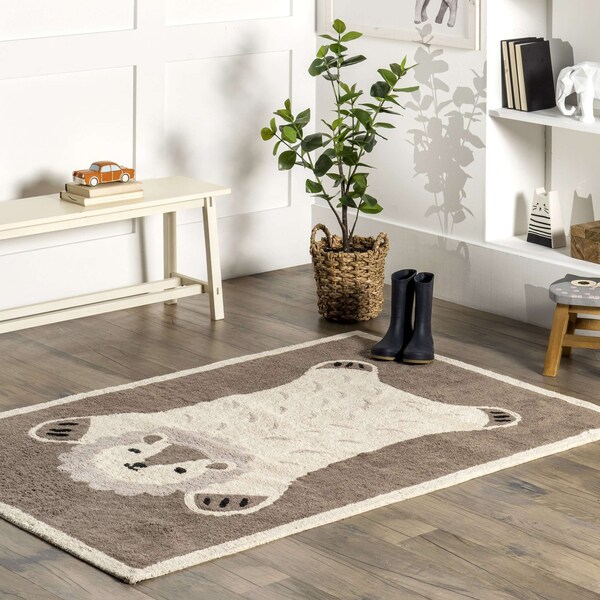 Nuloom Reika Lion Cub Machine Washable Kids Area Rug 4ft x 6ft - SVDC07A-406