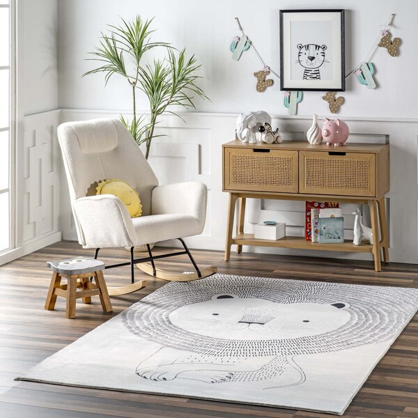 Nuloom Kinslee Modern Lion Machine Washable Kids Area Rug 7ft 6in x 9ft 6in - HJCL13A-76096