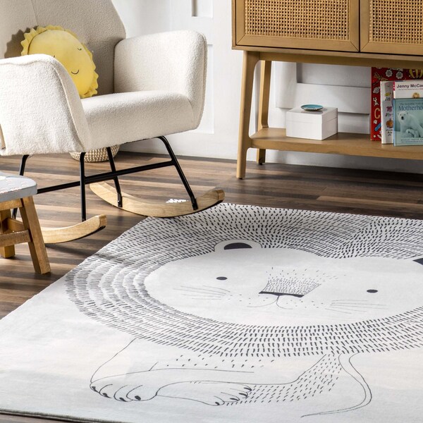 Nuloom Kinslee Modern Lion Machine Washable Kids Area Rug 7ft 6in x 9ft 6in - HJCL13A-76096