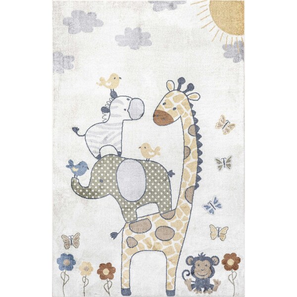 Nuloom Cass Safari Kids Machine Washable Area Rug 4ft x 6ft - GRHN13A-406