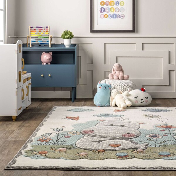 Nuloom Edine Whimsical Hippo Kids Area Rug 3ft x 5ft - BDEB02A-305