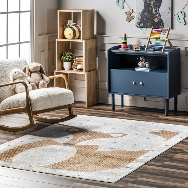 Nuloom Talia Bashful Fox Kids Machine Washable Area Rug 3ft x 5ft - GRHN10A-305