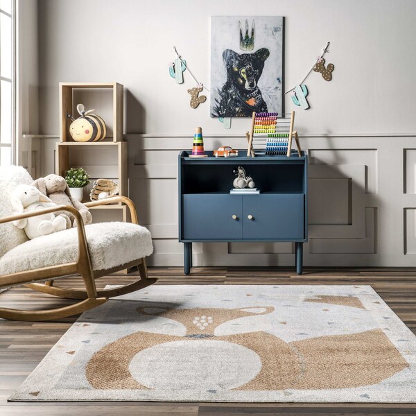 Nuloom Talia Bashful Fox Kids Machine Washable Area Rug 3ft x 5ft - GRHN10A-305