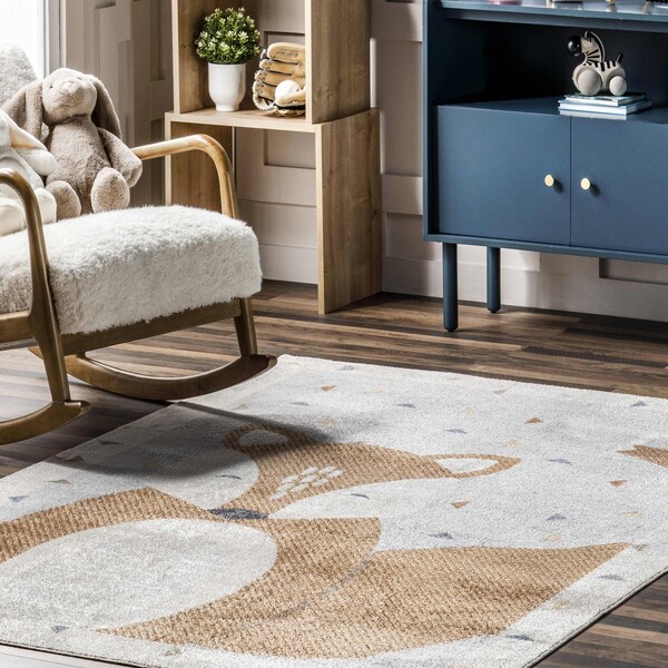 Nuloom Talia Bashful Fox Kids Machine Washable Area Rug 3ft x 5ft - GRHN10A-305