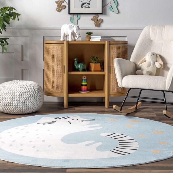 Nuloom Adalynn Sleepy Cat Kids Machine Washable Area Rug 4ft - HJCL17A-R404