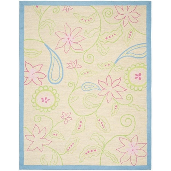 Safavieh 8 x 10 ft. Large Rectangle Novelty Kids Ivory and Blue Hand Tufted Rug - SFK362A-8