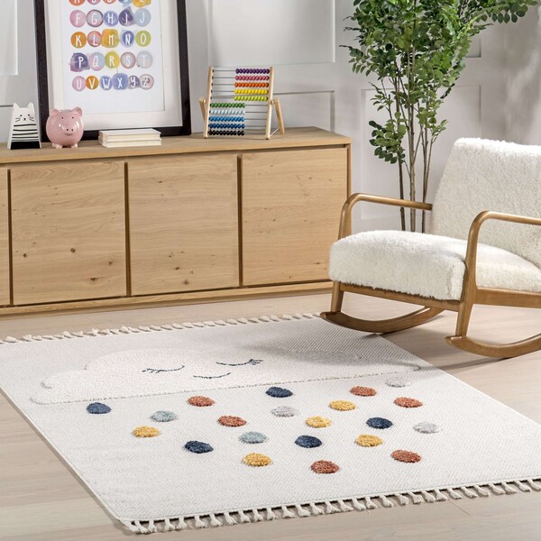 Nuloom Marleigh Raindrop High-Low Kids Tasseled Area Rug 3ft x 5ft - KKLR39A-305