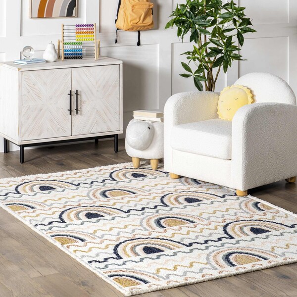 Nuloom Kaarina Multi Rainbow Kids Fringe Area Rug 5ft x 7ft 6in - KKPL06A-508