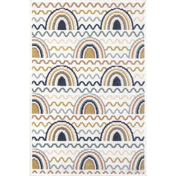 Nuloom Kaarina Multi Rainbow Kids Fringe Area Rug 5ft x 7ft 6in - KKPL06A-508