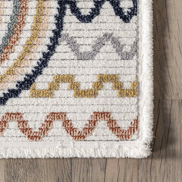 Nuloom Kaarina Multi Rainbow Kids Fringe Area Rug 5ft x 7ft 6in - KKPL06A-508