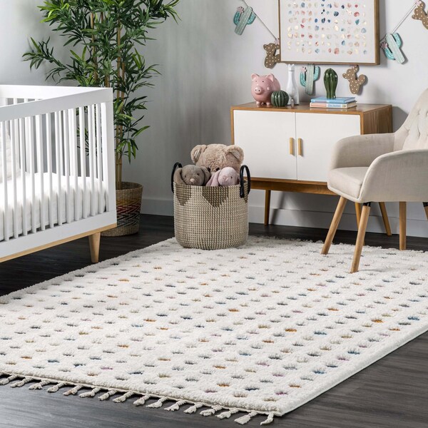 Nuloom Behati Polka Dot Kids Tasseled Area Rug 8ft 10in x 12ft - OZOT02A-9012