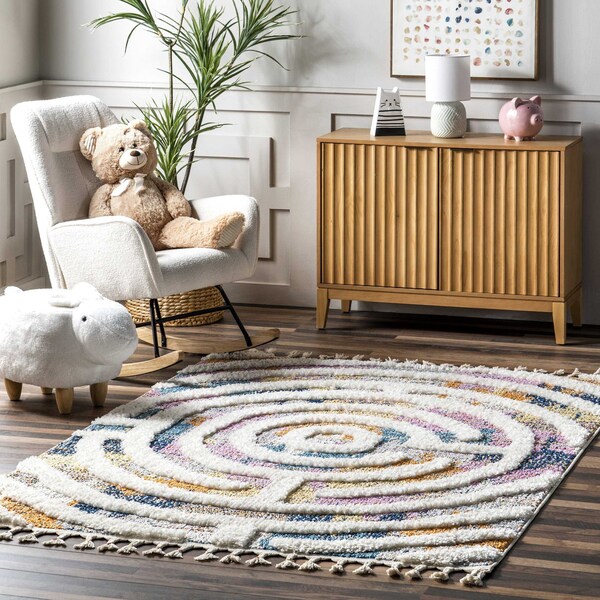 Nuloom Ava Colorful Maze Kids Tassel Area Rug 5ft 3in x 7ft 6in - OZOT17A-508