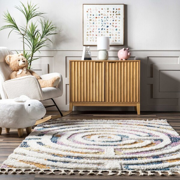 Nuloom Ava Colorful Maze Kids Tassel Area Rug 5ft 3in x 7ft 6in - OZOT17A-508