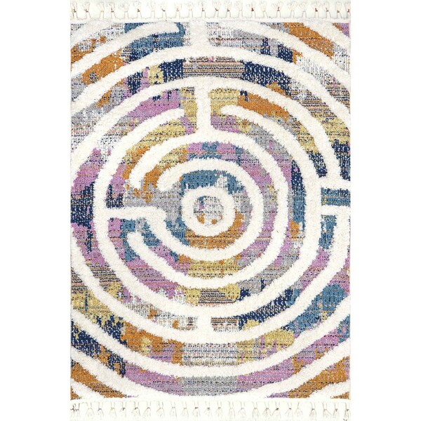 Nuloom Ava Colorful Maze Kids Tassel Area Rug 5ft 3in x 7ft 6in - OZOT17A-508