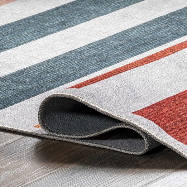 Nuloom Colorful Striped Machine Washable Kids Area Rug 5ft x 8ft - KFFX11A-508