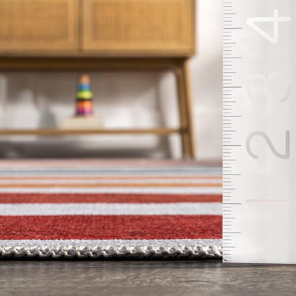 Nuloom Colorful Striped Machine Washable Kids Area Rug 5ft x 8ft - KFFX11A-508