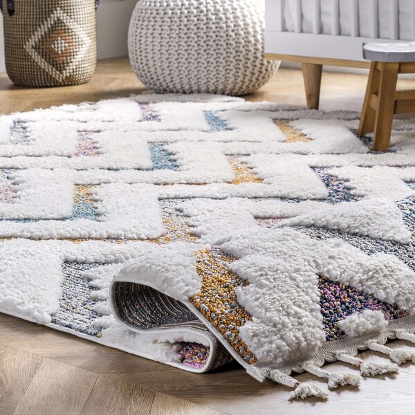 Nuloom Rumi High-Low Chevron Kids Tassel Area Rug 4ft x 6ft - OZOT04A-406