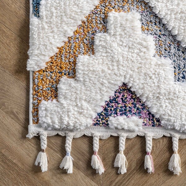 Nuloom Rumi High-Low Chevron Kids Tassel Area Rug 4ft x 6ft - OZOT04A-406