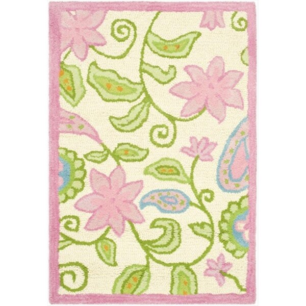 Safavieh 6 x 9 ft. Medium Rectangle Novelty Kids Ivory and Pink Hand Tufted Rug - SFK351A-6