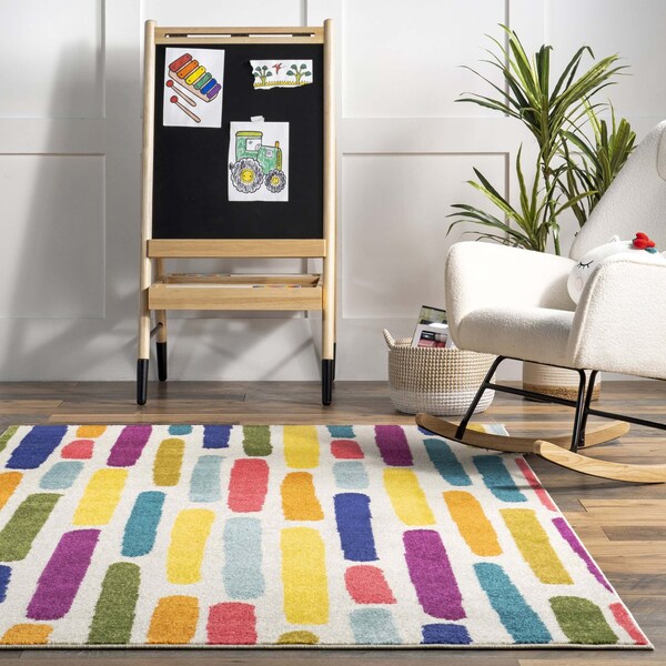 Nuloom Thick Colorful Stripes Kids Area Rug 4ft x 6ft - ECCR34A-406