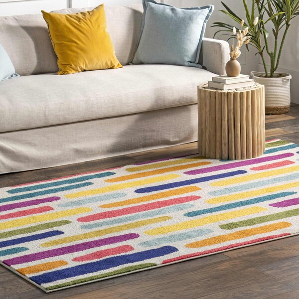 Nuloom Thick Colorful Stripes Kids Area Rug 4ft x 6ft - ECCR34A-406