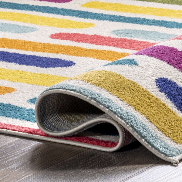 Nuloom Thick Colorful Stripes Kids Area Rug 4ft x 6ft - ECCR34A-406