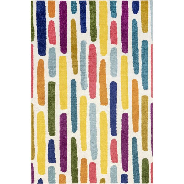 Nuloom Thick Colorful Stripes Kids Area Rug 4ft x 6ft - ECCR34A-406