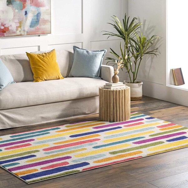Nuloom Thick Colorful Stripes Kids Area Rug 4ft x 6ft - ECCR34A-406