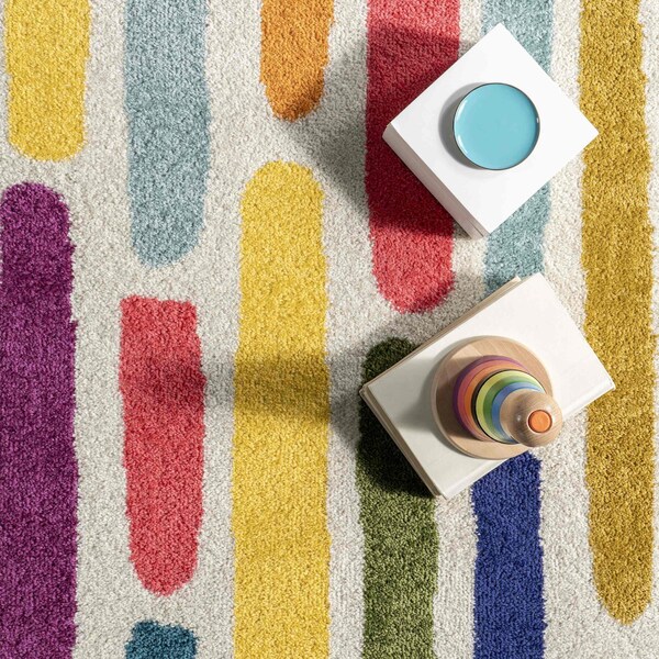 Nuloom Thick Colorful Stripes Kids Area Rug 4ft x 6ft - ECCR34A-406