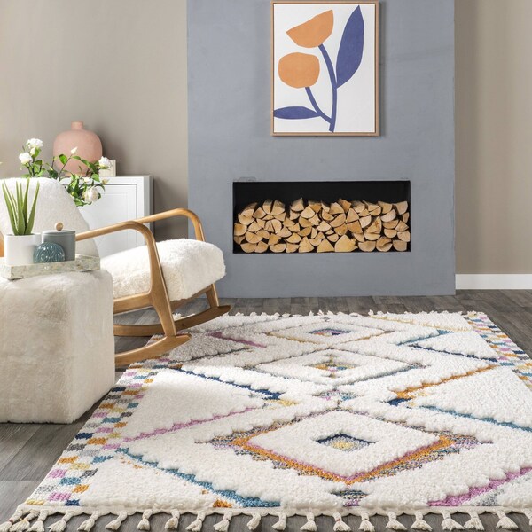 Nuloom Lilou Moroccan Kids Tassel Area Rug 6ft 7in x 9ft - OZOT15A-6709