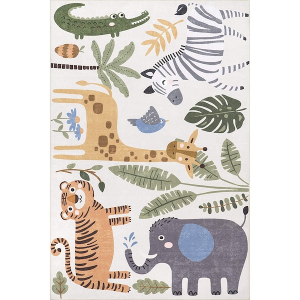 Nuloom Felipa Safari Machine Washable Kids Area Rug 3ft x 5ft - BIRV94A-305