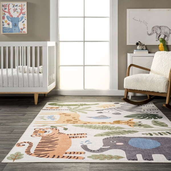 Nuloom Felipa Safari Machine Washable Kids Area Rug 3ft x 5ft - BIRV94A-305