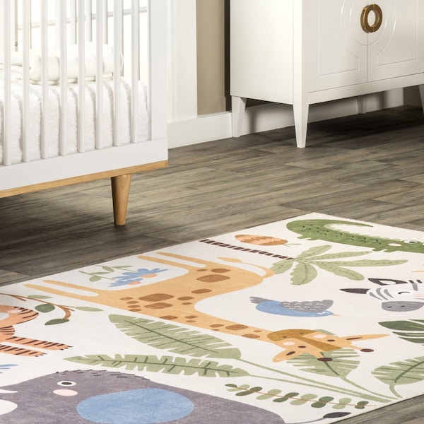 Nuloom Felipa Safari Machine Washable Kids Area Rug 3ft x 5ft - BIRV94A-305