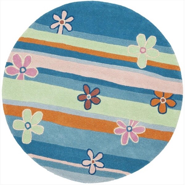 Safavieh 6 x 6 ft. Round Novelty Kids Blue and Multicolor Hand Tufted Rug - SFK750A-6R