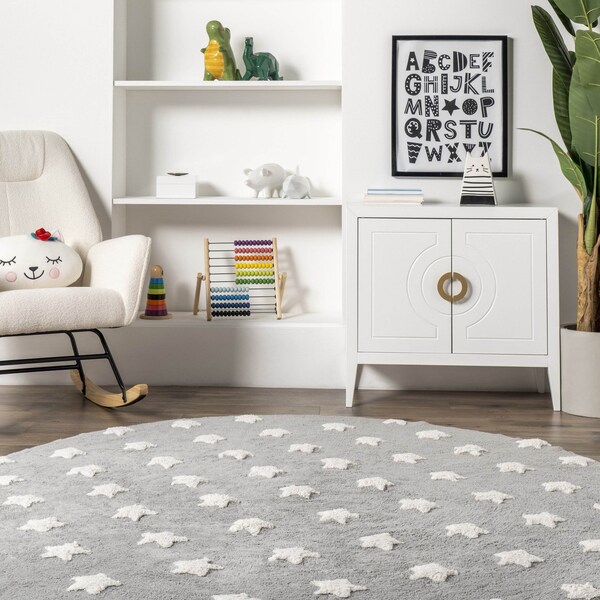 Nuloom Raised Stars Kids Machine Washable Area Rug 4ft - SVDC03A-R404