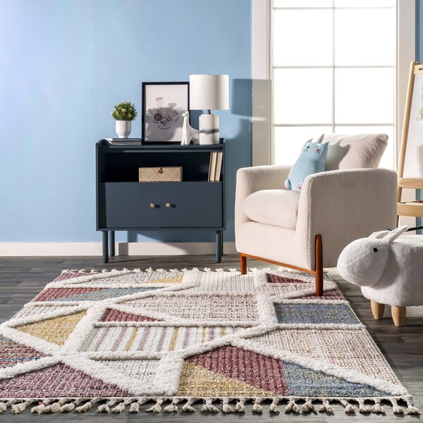 Nuloom Gillian Mosaic High/Low Kids Tassel Area Rug 7ft 10in x 10ft - OZOT11A-8010