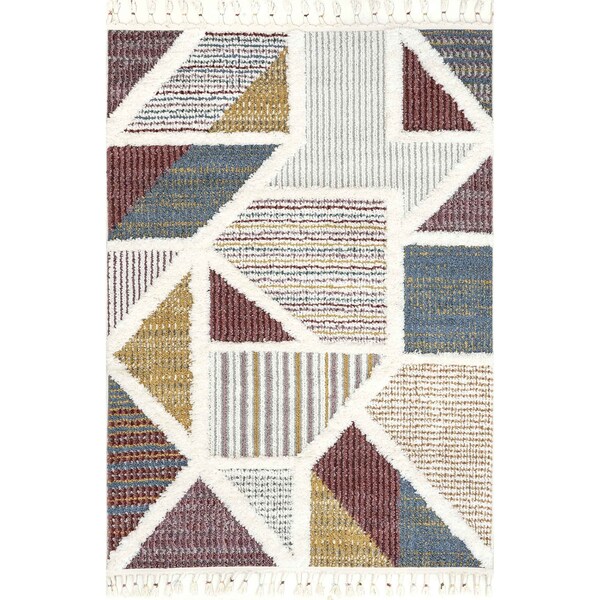 Nuloom Gillian Mosaic High/Low Kids Tassel Area Rug 7ft 10in x 10ft - OZOT11A-8010