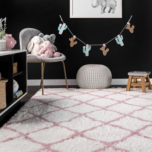 Nuloom Nelda Trellis Kids Shag Area Rug 5ft 3in x 7ft 6in - OZAS03B-508