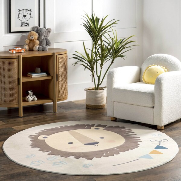Nuloom Ellia Cheerful Lion Machine Washable Kids Area Rug 6ft - HJCL15A-R606