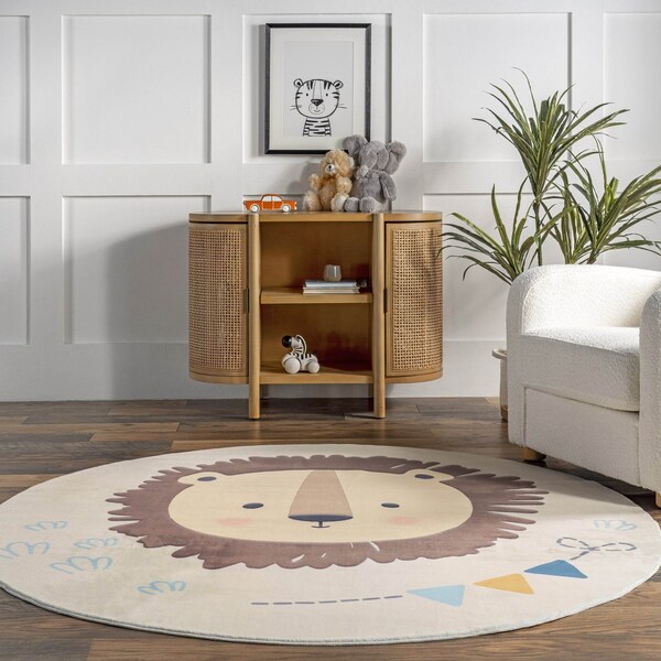 Nuloom Ellia Cheerful Lion Machine Washable Kids Area Rug 6ft - HJCL15A-R606