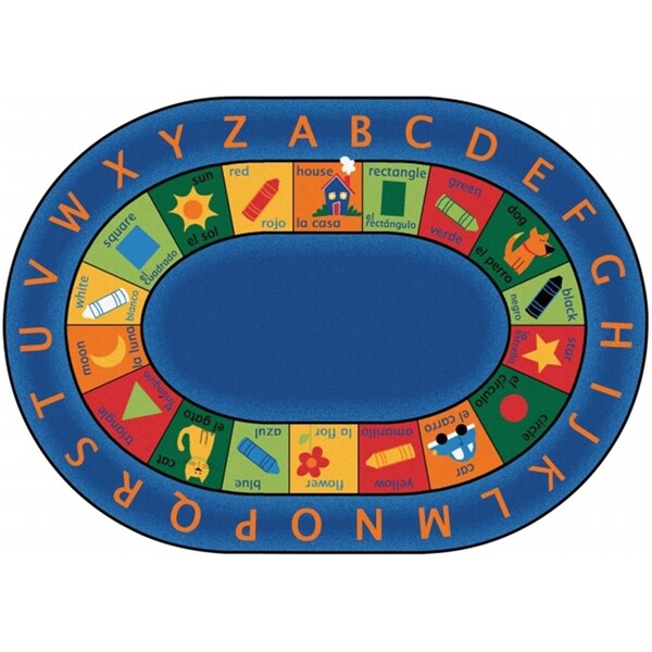 Carpets For Kids Bilingual Circletime 6.75 ft. x 9.42 ft. Oval Rug - CA61921