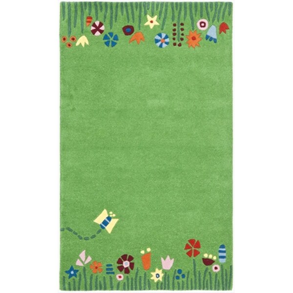 Safavieh 2 x 3 ft. Accent Novelty Kids Green and Multicolor Hand Tufted Rug - SFK751A-2