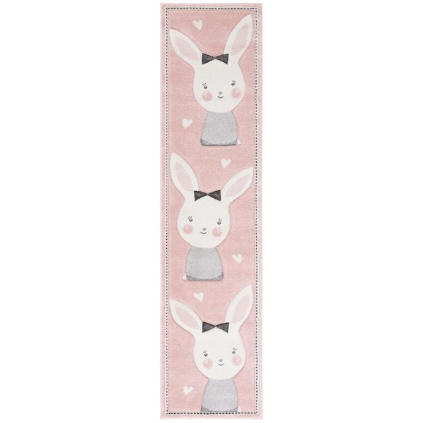 Safavieh 2 x 8 ft. Carousel Kids 100 Power Loomed Runner Rug Pink & Ivory - CRK166P-28